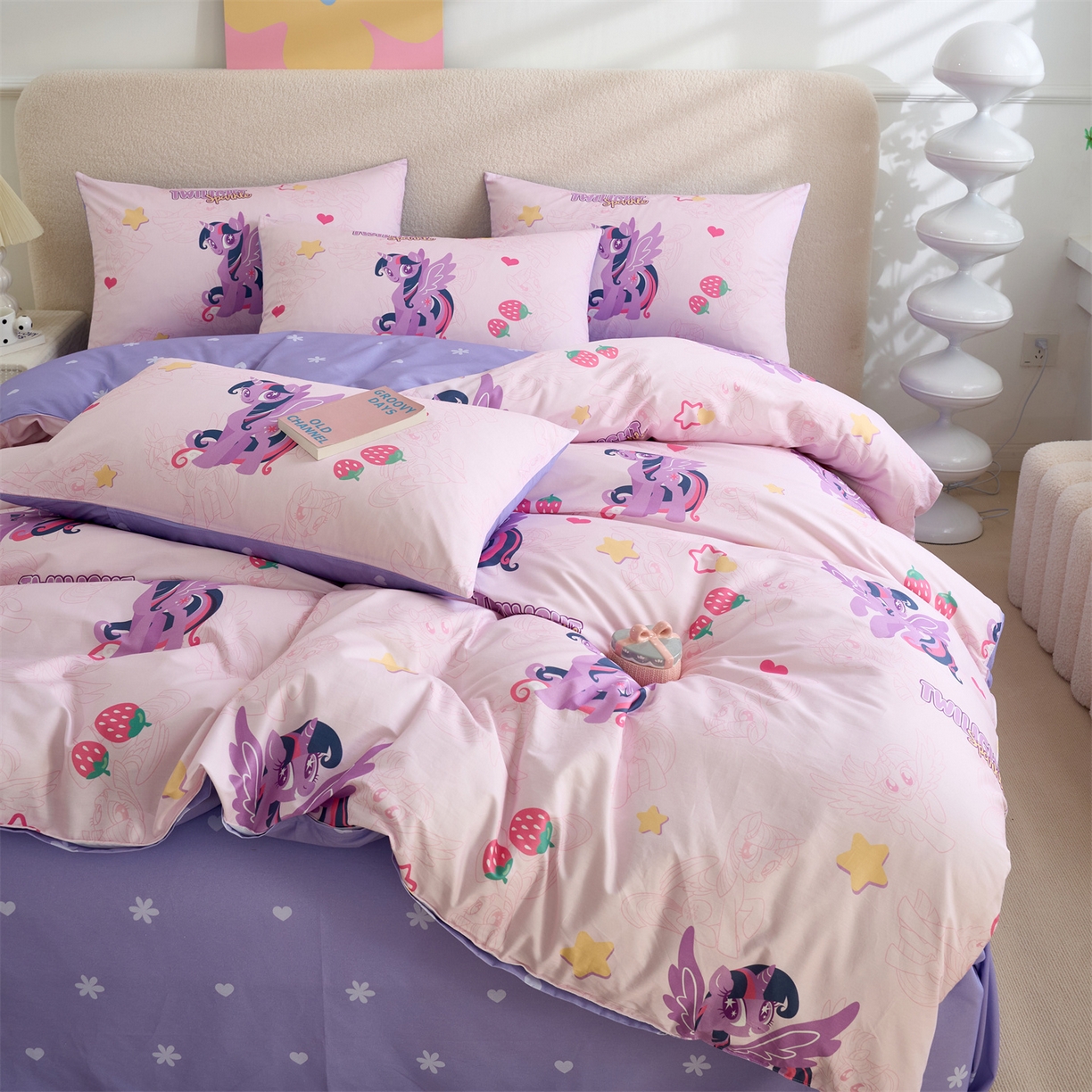 91家纺网 家纺一手货源 找家纺 （总）百利卡通（原迪士尼家纺） 2025新款小马宝莉全棉纯棉数码印花圆网四件套