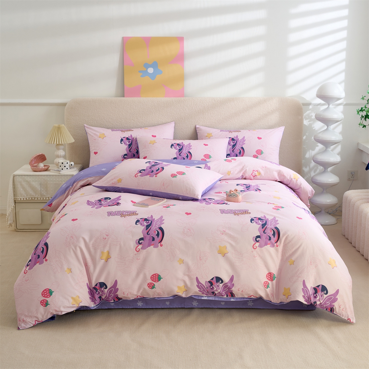 91家纺网 家纺一手货源 找家纺 （总）百利卡通（原迪士尼家纺） 2025新款小马宝莉全棉纯棉数码印花圆网四件套