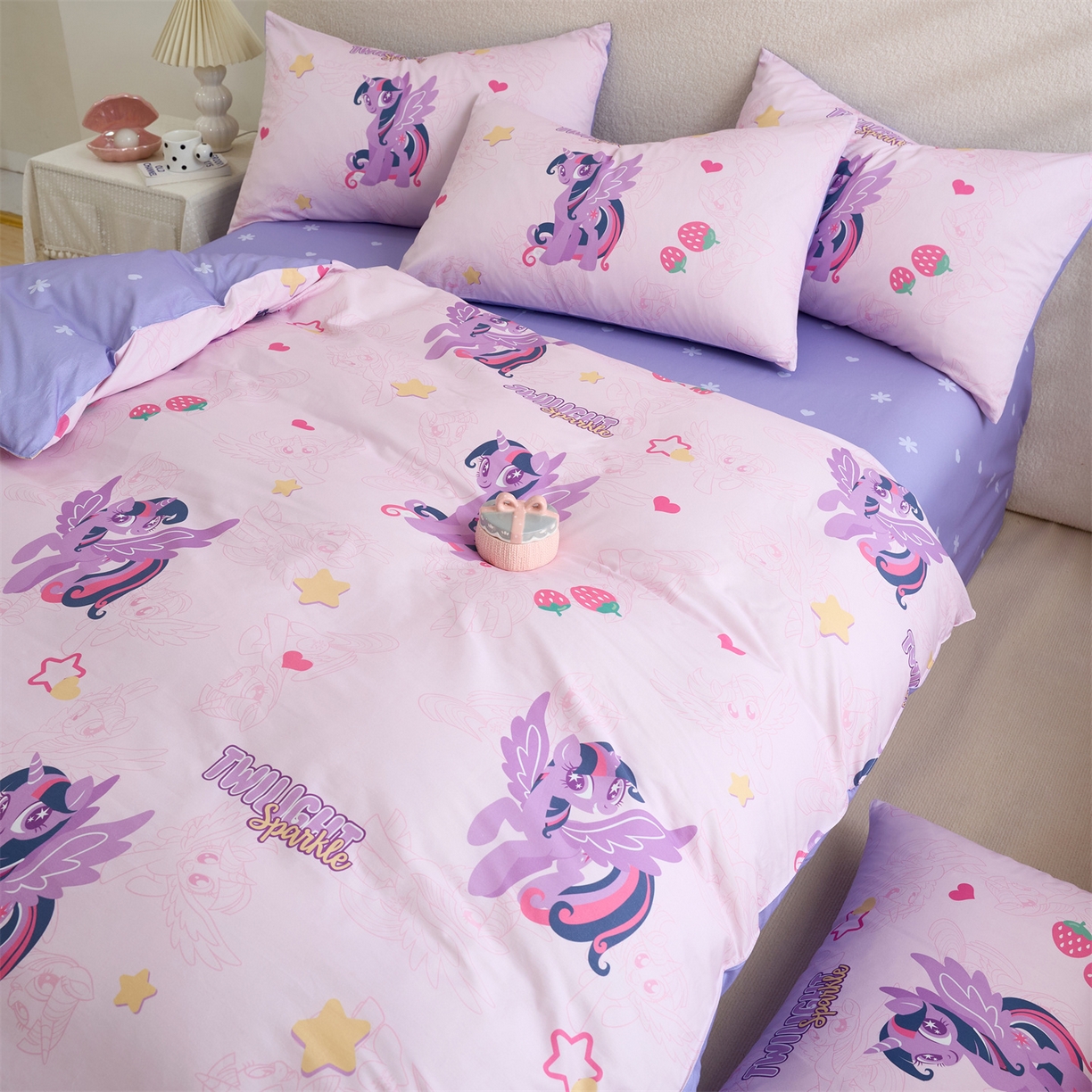 91家纺网 家纺一手货源 找家纺 （总）百利卡通（原迪士尼家纺） 2025新款小马宝莉全棉纯棉数码印花圆网四件套