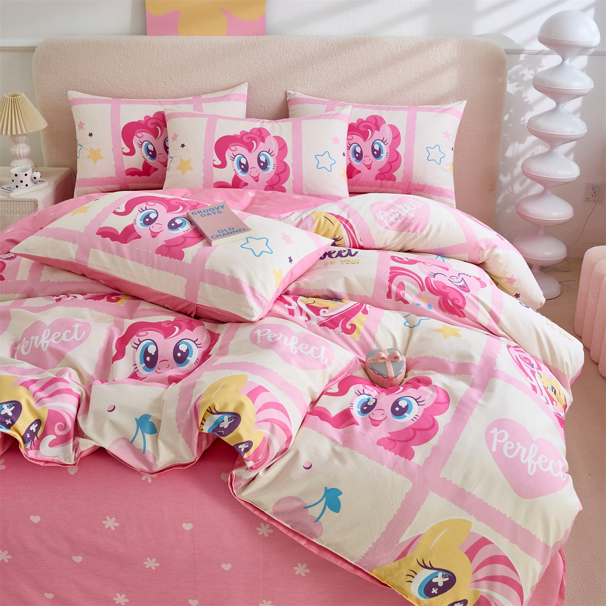 91家纺网 家纺一手货源 找家纺 百利卡通（原迪士尼家纺） 2025新款小马宝莉全棉纯棉数码印花圆网四件套 格子小马