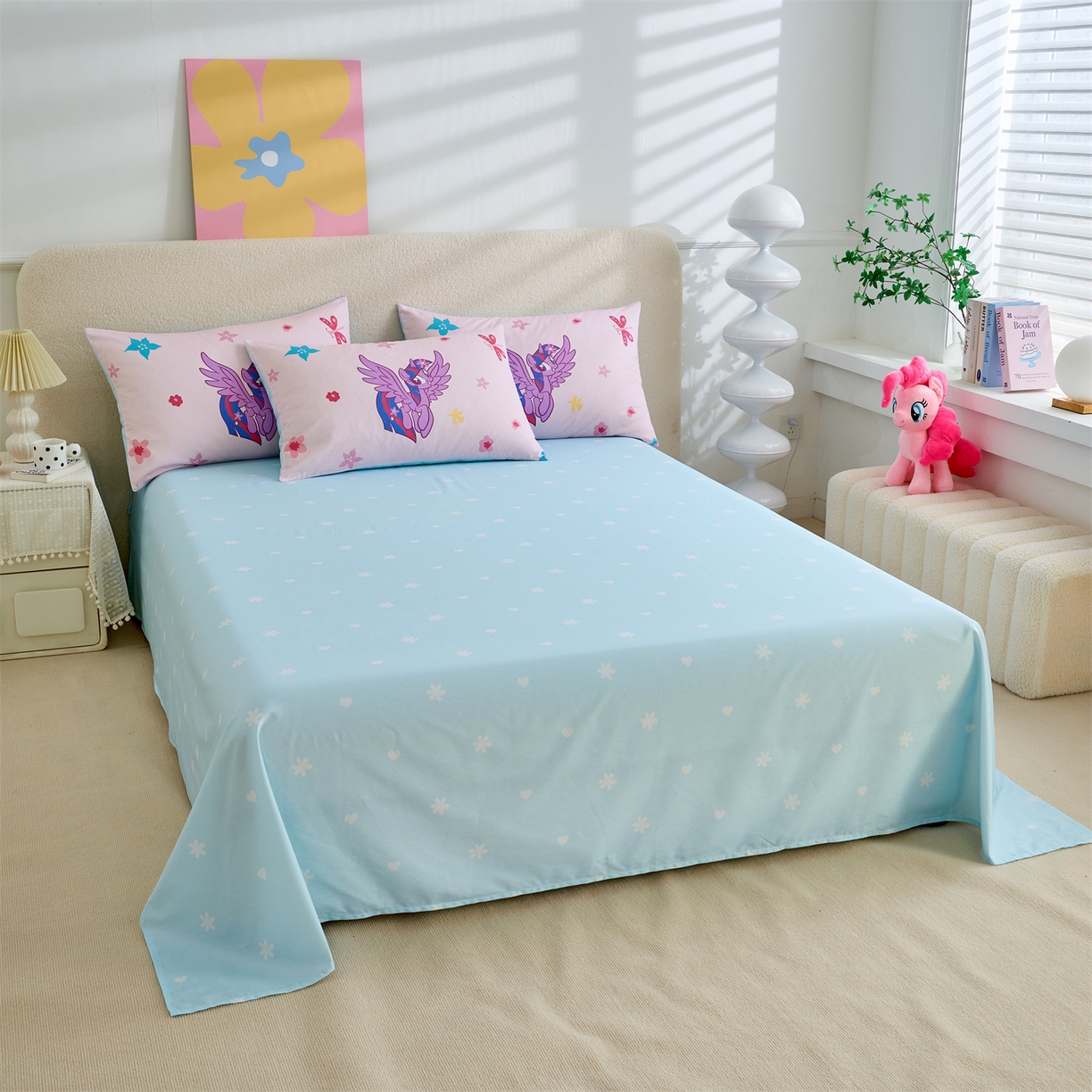 91家纺网 家纺一手货源 找家纺 百利卡通（原迪士尼家纺） 2025新款小马宝莉全棉纯棉数码印花圆网四件套 春天紫悦