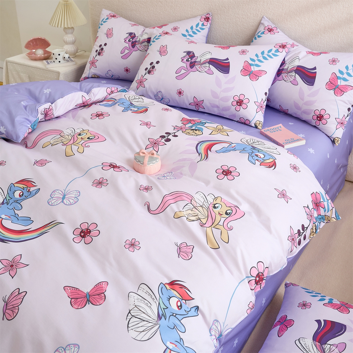 91家纺网 家纺一手货源 找家纺 百利卡通（原迪士尼家纺） 2025新款小马宝莉全棉纯棉数码印花圆网四件套 飞翔柔柔