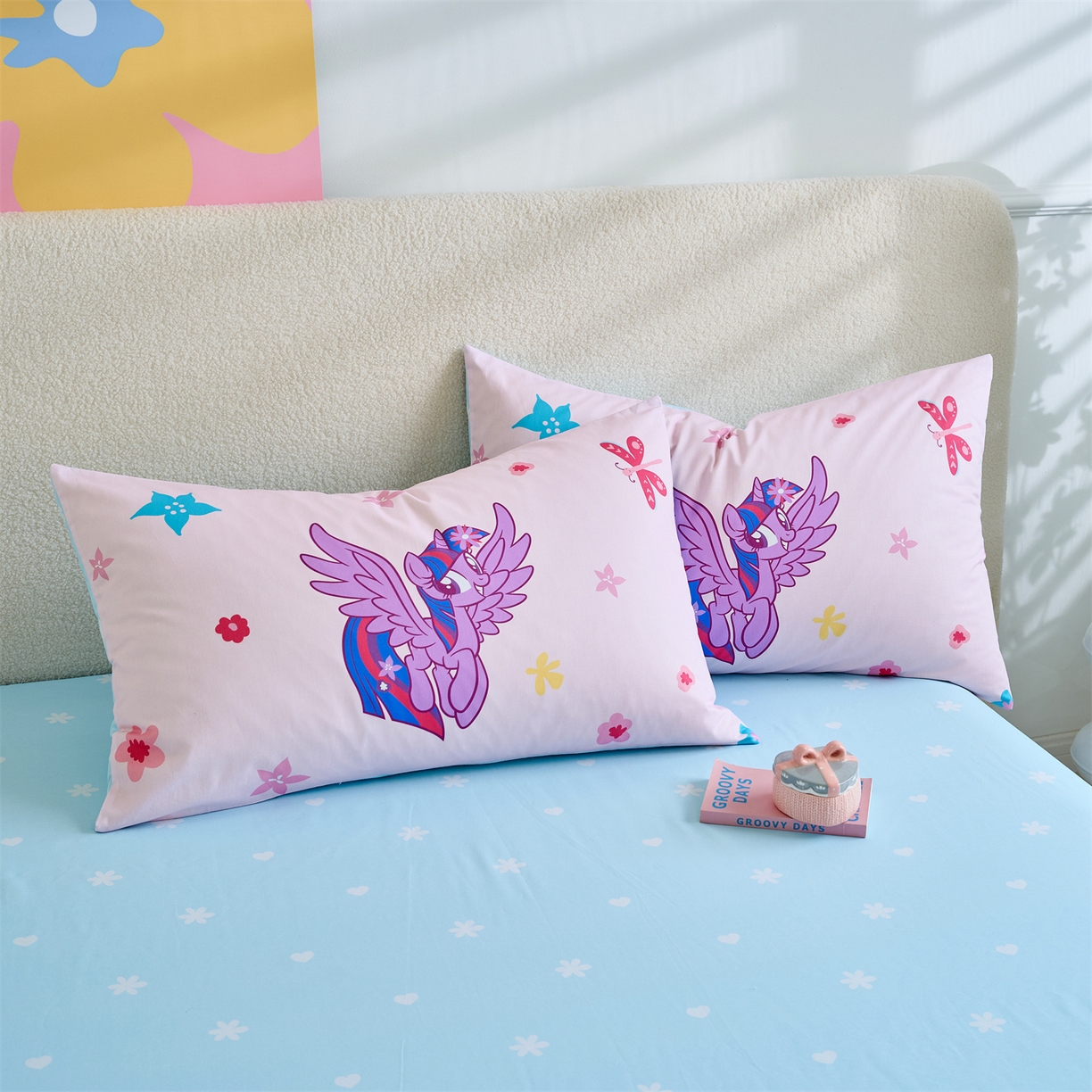 91家纺网 家纺一手货源 找家纺 百利卡通（原迪士尼家纺） 2025新款小马宝莉全棉纯棉数码印花圆网四件套 春天紫悦