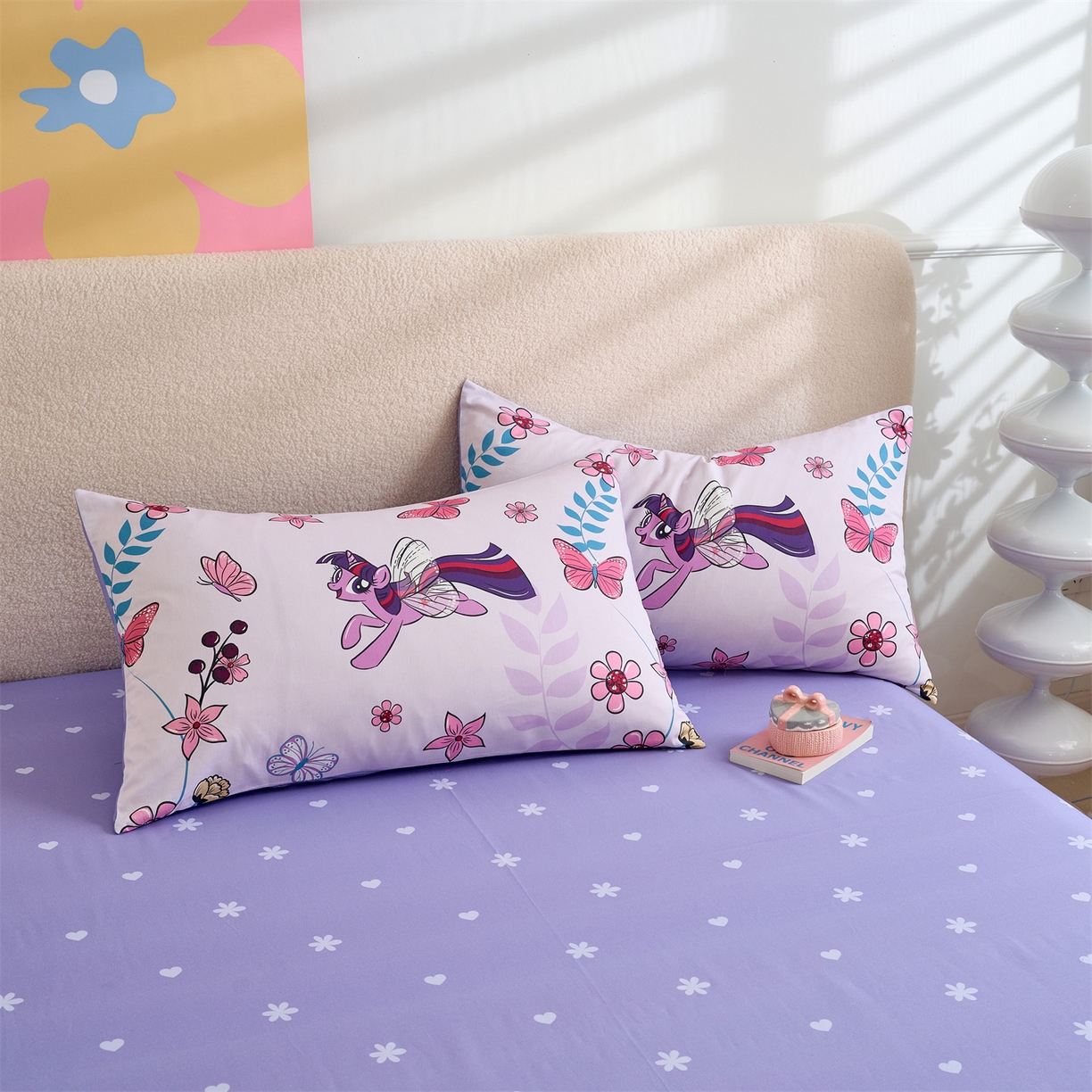 91家纺网 家纺一手货源 找家纺 百利卡通（原迪士尼家纺） 2025新款小马宝莉全棉纯棉数码印花圆网四件套 飞翔柔柔