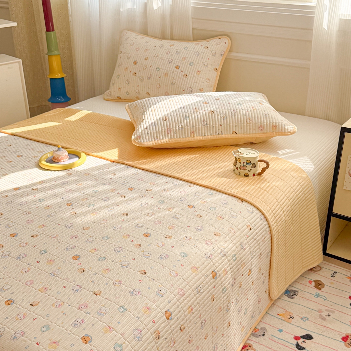 91家纺网 家纺一手货源 找家纺 （总）简宜家居（朝初家纺） 2025新款A面100%全棉B面宝宝绒棉绒包边床盖正反两用