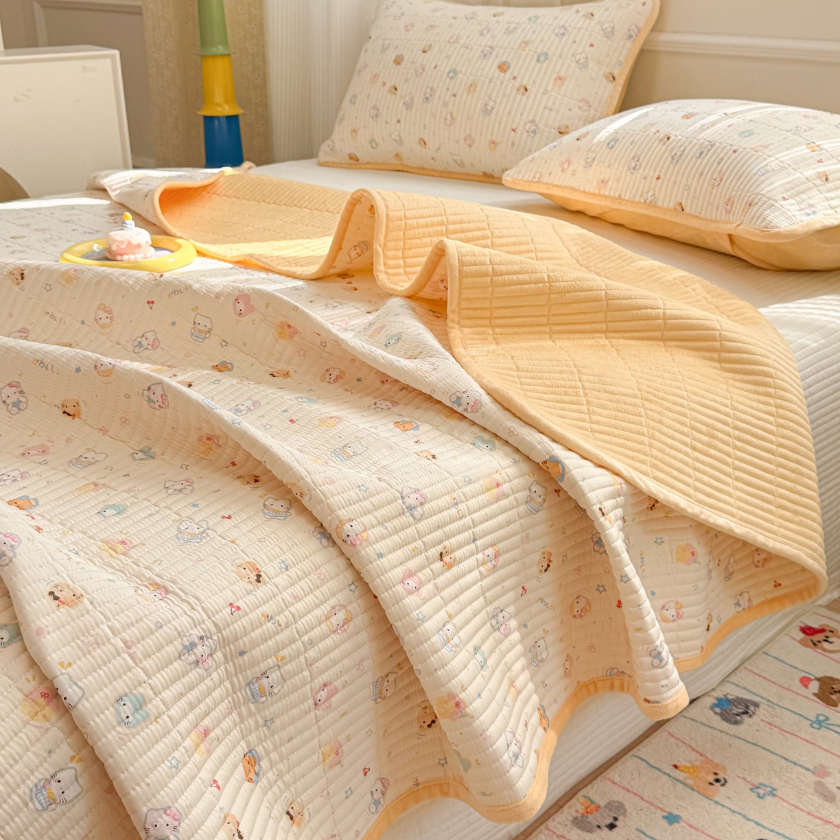 91家纺网 家纺一手货源 找家纺 （总）简宜家居（朝初家纺） 2025新款A面100%全棉B面宝宝绒棉绒包边床盖正反两用