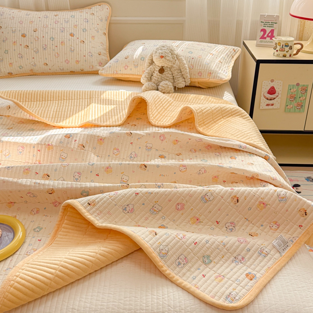 91家纺网 家纺一手货源 找家纺 （总）简宜家居（朝初家纺） 2025新款A面100%全棉B面宝宝绒棉绒包边床盖正反两用