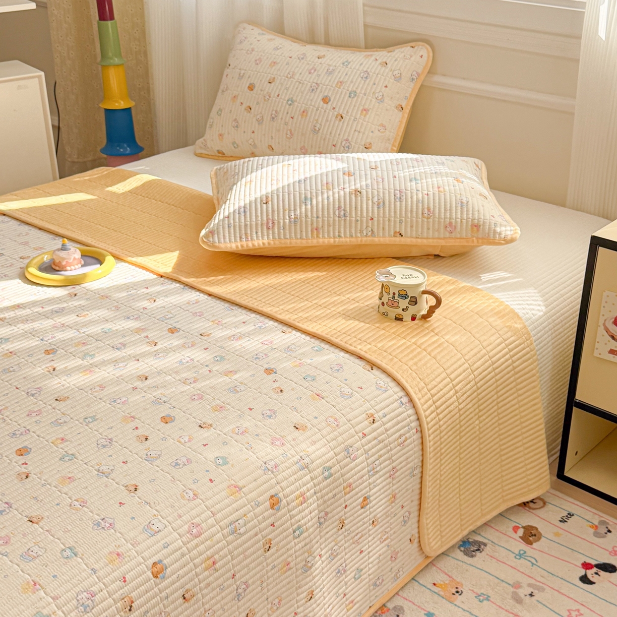 91家纺网 家纺一手货源 找家纺 （总）简宜家居（朝初家纺） 2025新款A面100%全棉B面宝宝绒棉绒包边床盖正反两用