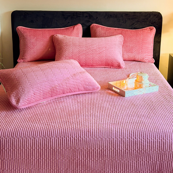 91家纺网 家纺一手货源 找家纺 （总）鑫喜莱家纺 2025新款宝宝绒纯色床盖单件床褥垫软床垫床盖三件套