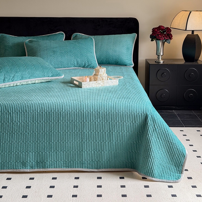 91家纺网 家纺一手货源 找家纺 （总）鑫喜莱家纺 2025新款宝宝绒纯色床盖单件床褥垫软床垫床盖三件套