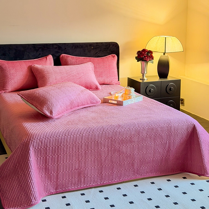 91家纺网 家纺一手货源 找家纺 （总）鑫喜莱家纺 2025新款宝宝绒纯色床盖单件床褥垫软床垫床盖三件套