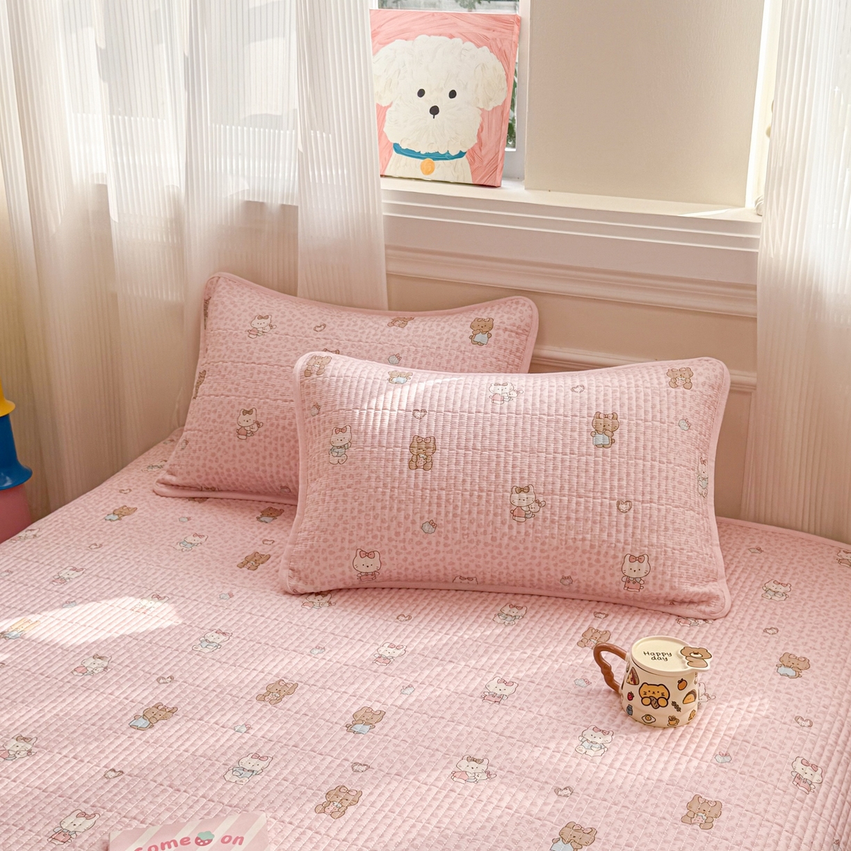 91家纺网 家纺一手货源 找家纺 简宜家居（朝初家纺） 2025新款A面100%全棉B面宝宝绒棉绒包边床盖正反两用 豹纹-粉