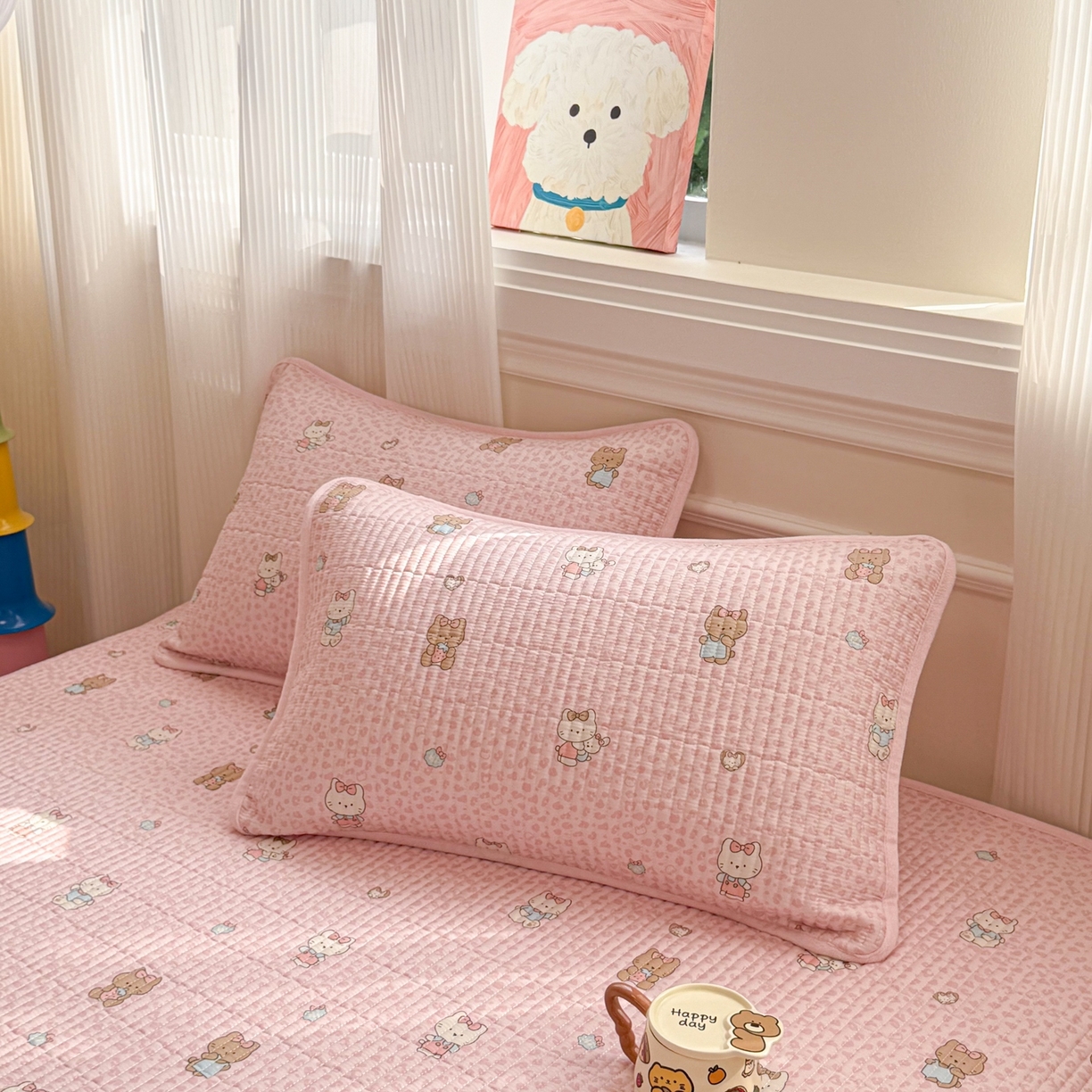 91家纺网 家纺一手货源 找家纺 简宜家居（朝初家纺） 2025新款A面100%全棉B面宝宝绒棉绒包边床盖正反两用 豹纹-粉