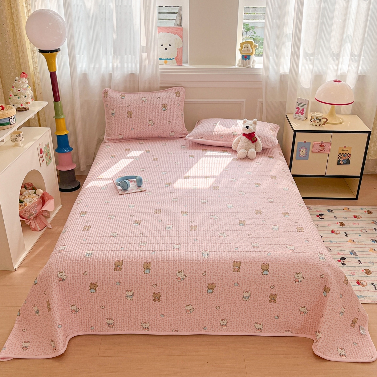 91家纺网 家纺一手货源 找家纺 简宜家居（朝初家纺） 2025新款A面100%全棉B面宝宝绒棉绒包边床盖正反两用 豹纹-粉