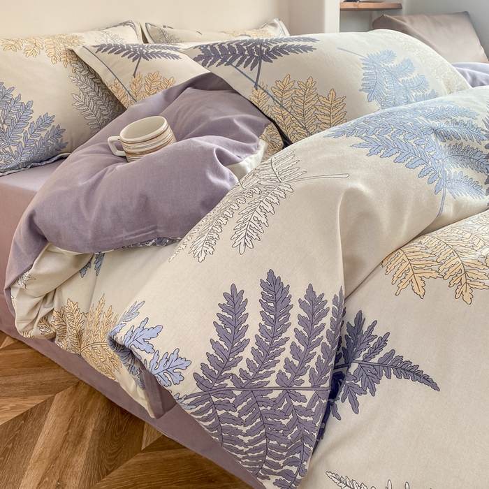 91家纺网 家纺一手货源 找家纺 大吉  2024新款加厚喷气全棉磨毛被套 岸边蒲草