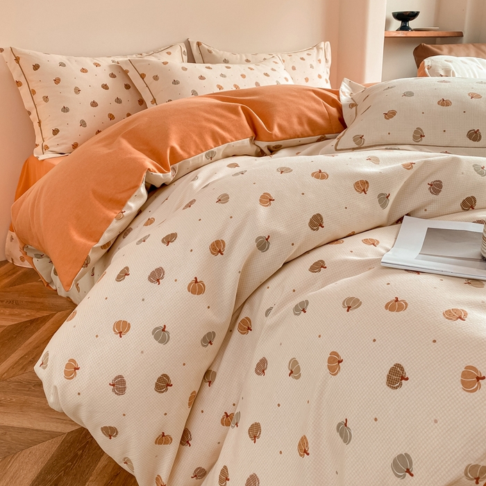 91家纺网 家纺一手货源 找家纺 大吉  2024新款加厚喷气全棉磨毛被套 南瓜派