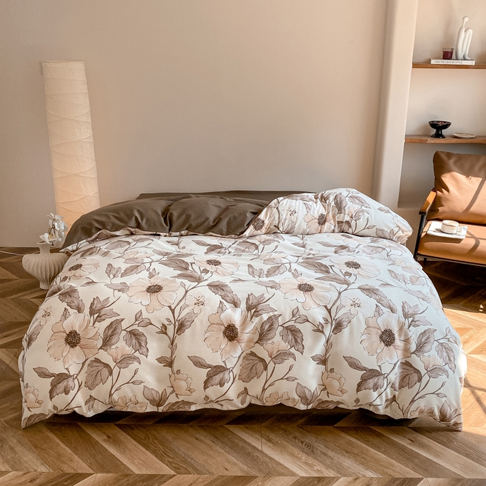 大吉  2024新款加厚喷气全棉磨毛被套 烟雨江南-咖