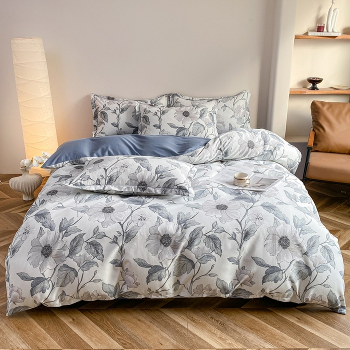 大吉  2024新款加厚喷气全棉磨毛被套 烟雨江南-蓝