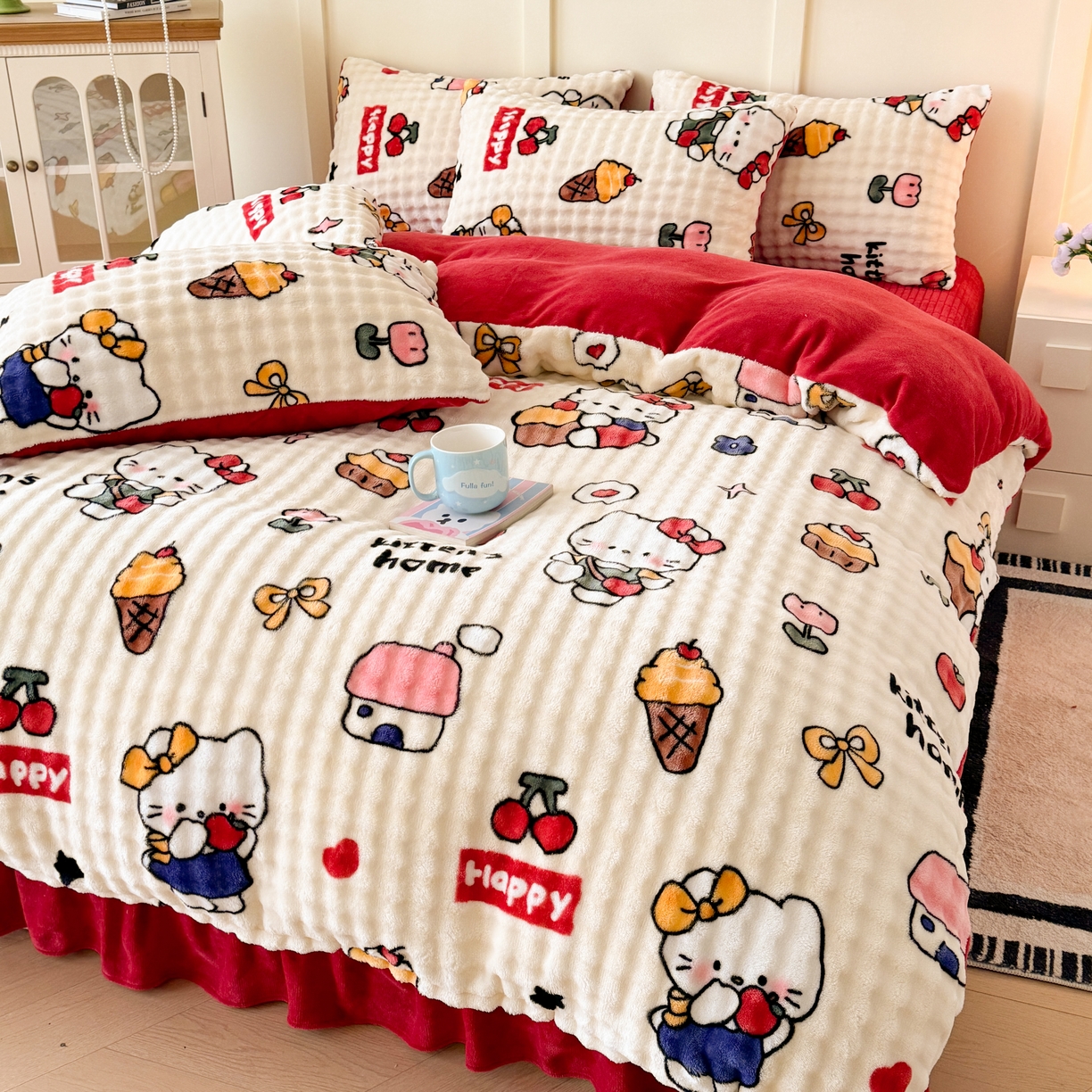 91家纺网 家纺一手货源 找家纺 （总）梦纤绒 2025新款牛奶绒泡泡床盖款四件套