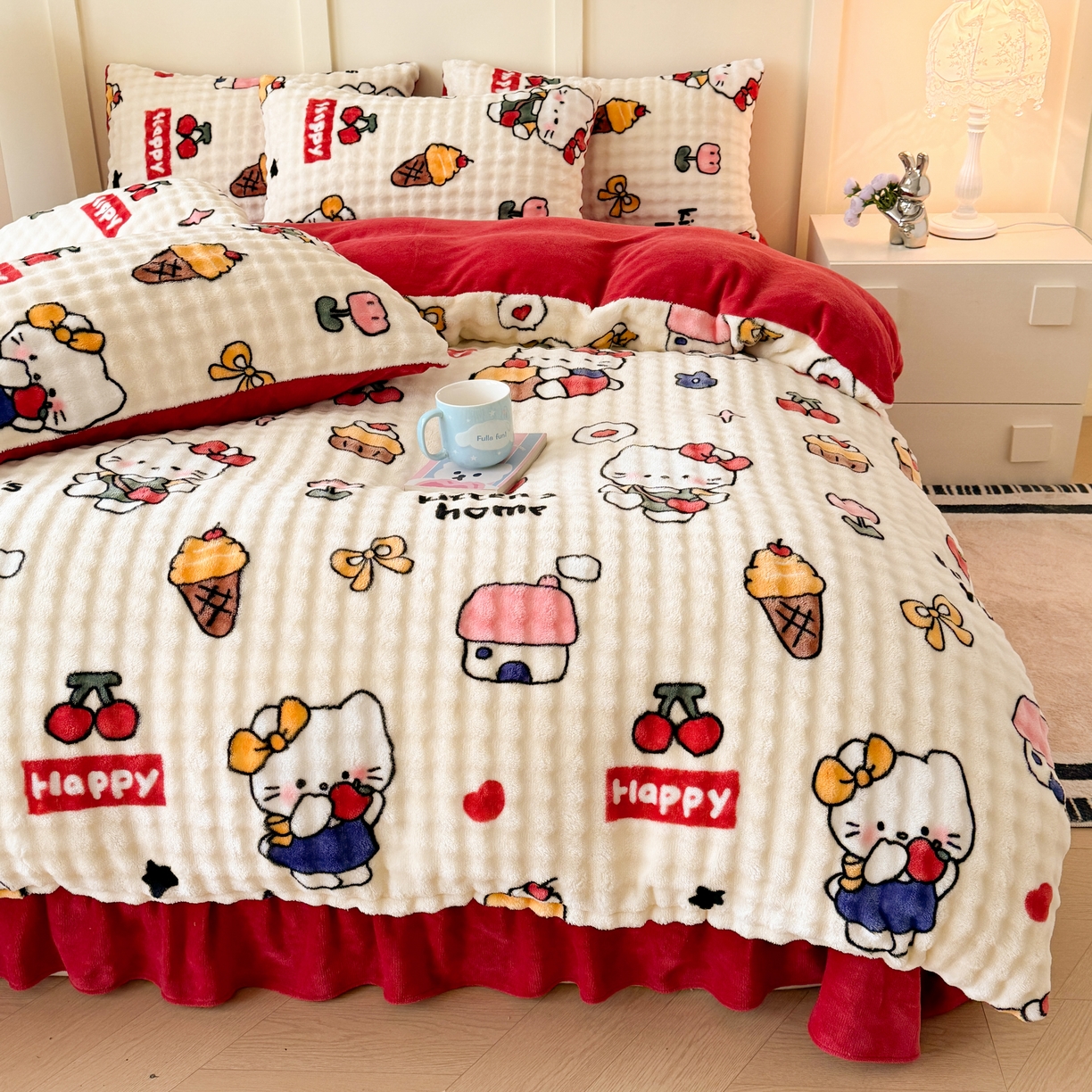 91家纺网 家纺一手货源 找家纺 （总）梦纤绒 2025新款牛奶绒泡泡床盖款四件套