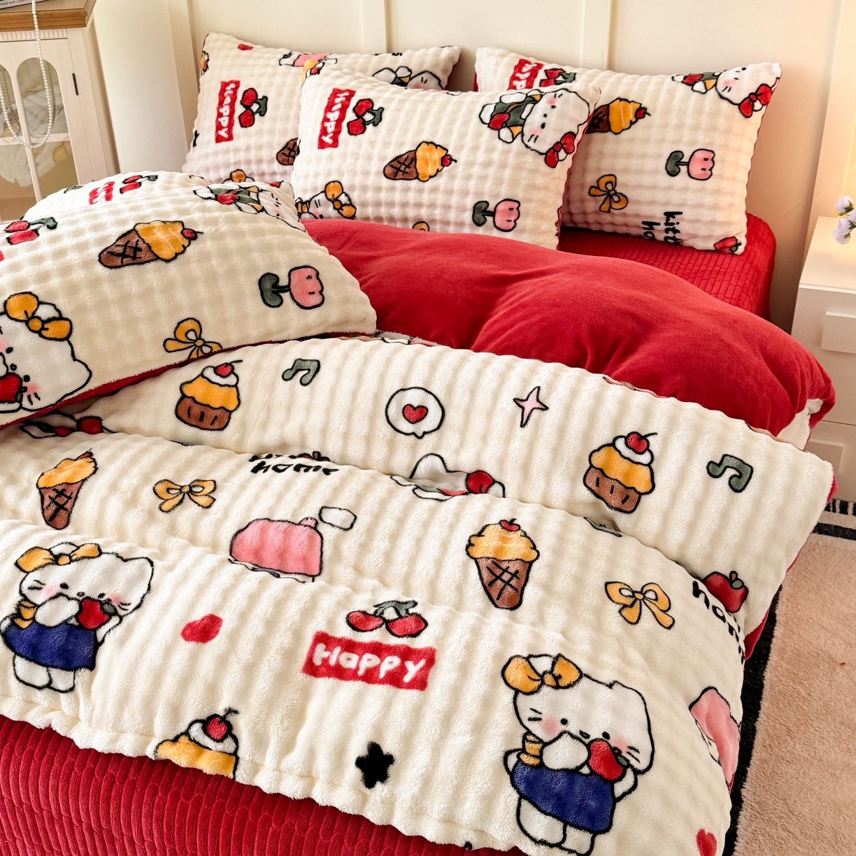 91家纺网 家纺一手货源 找家纺 （总）梦纤绒 2025新款牛奶绒泡泡床盖款四件套