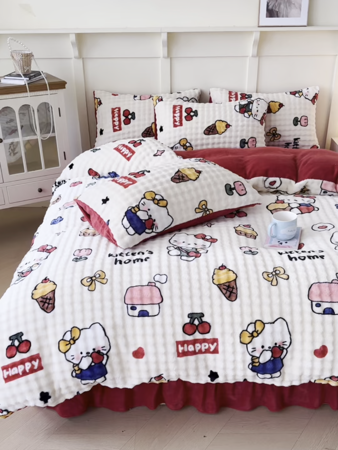 91家纺网 家纺一手货源 找家纺 （总）梦纤绒 2025新款牛奶绒泡泡床盖款四件套