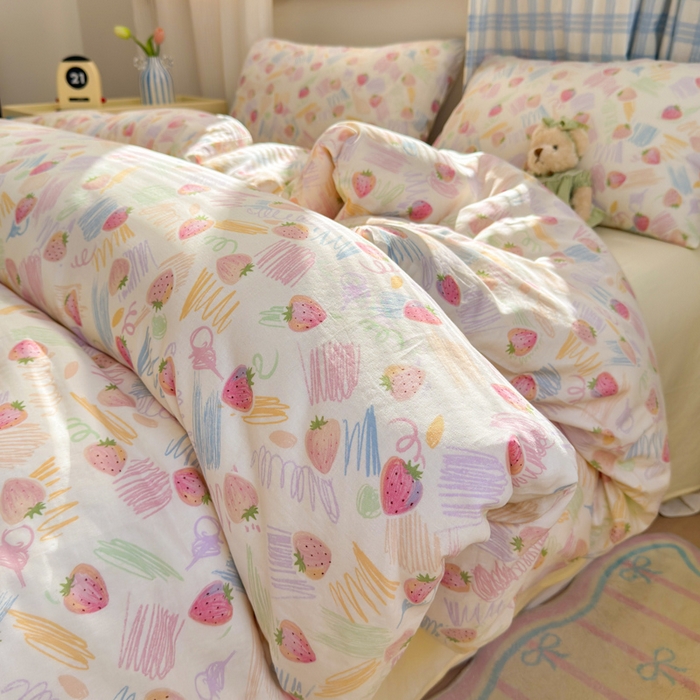 91家纺网 家纺一手货源 找家纺 （总）曼之夏 2025新款全棉纯棉40支学生季卡通印花床单单床单床单单件