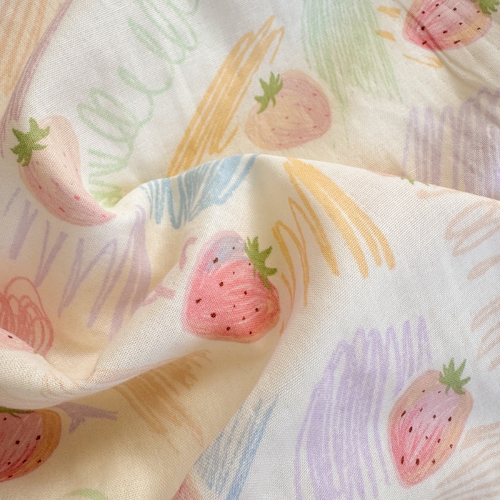 91家纺网 家纺一手货源 找家纺 曼之夏 2025新款全棉纯棉双层印花四件套 缤纷草莓