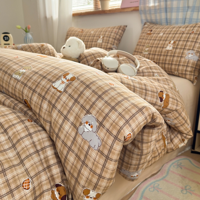 曼之夏 2025新款全棉纯棉双层印花四件套 哈哈狗