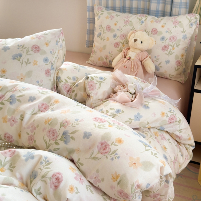 91家纺网 家纺一手货源 找家纺 曼之夏 2025新款全棉纯棉双层印花四件套 花开半夏