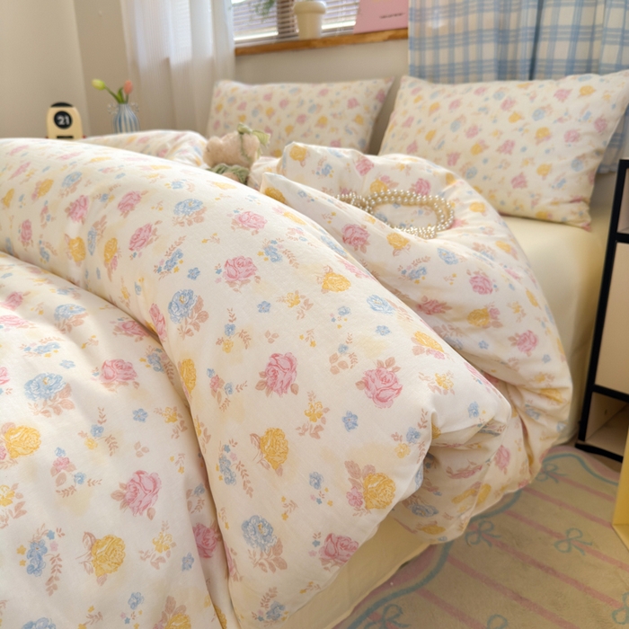 曼之夏 2025新款全棉纯棉双层印花四件套 花满楼