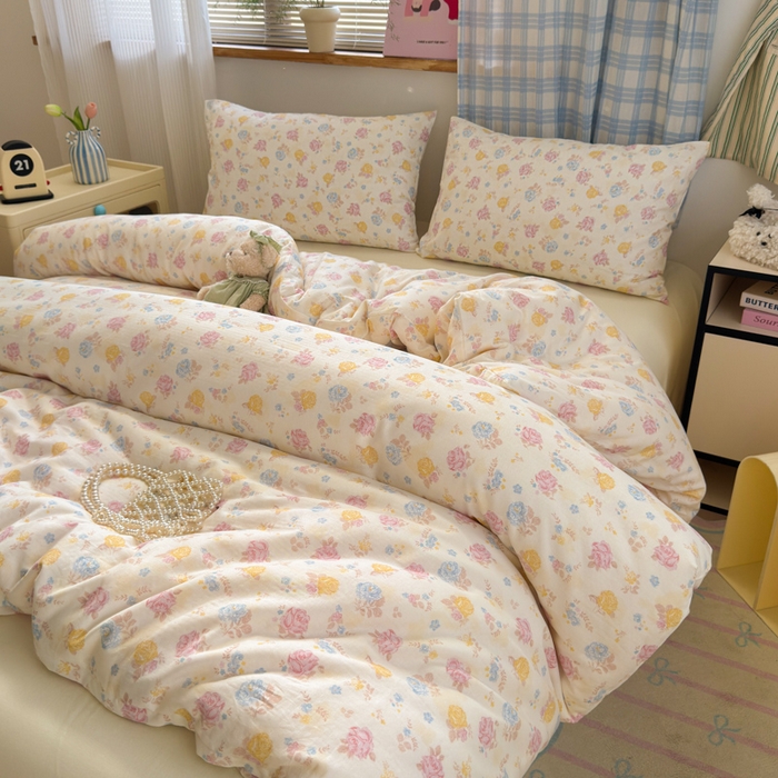 91家纺网 家纺一手货源 找家纺 曼之夏 2025新款全棉纯棉双层印花四件套 花满楼