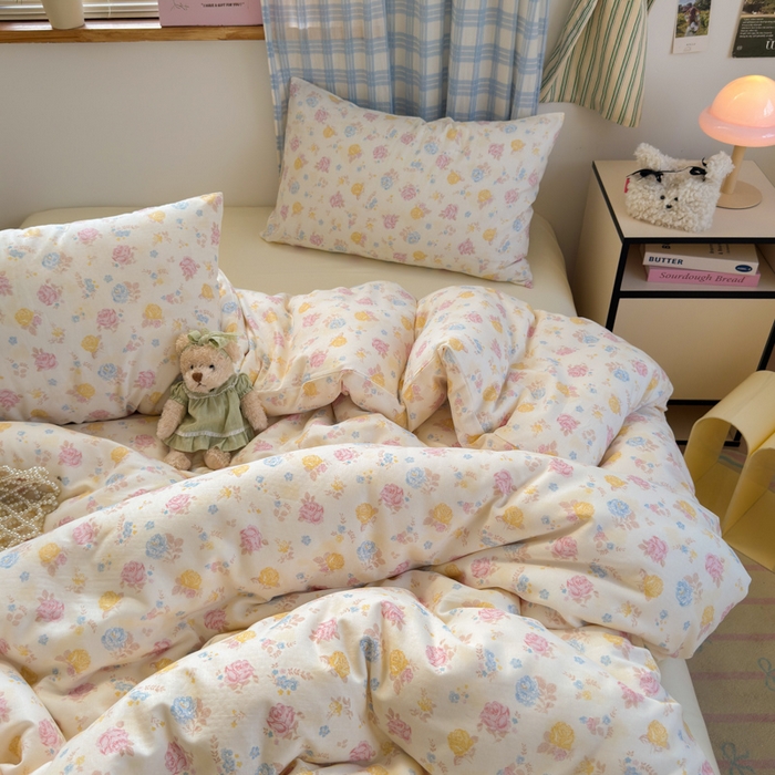 91家纺网 家纺一手货源 找家纺 曼之夏 2025新款全棉纯棉双层印花四件套 花满楼