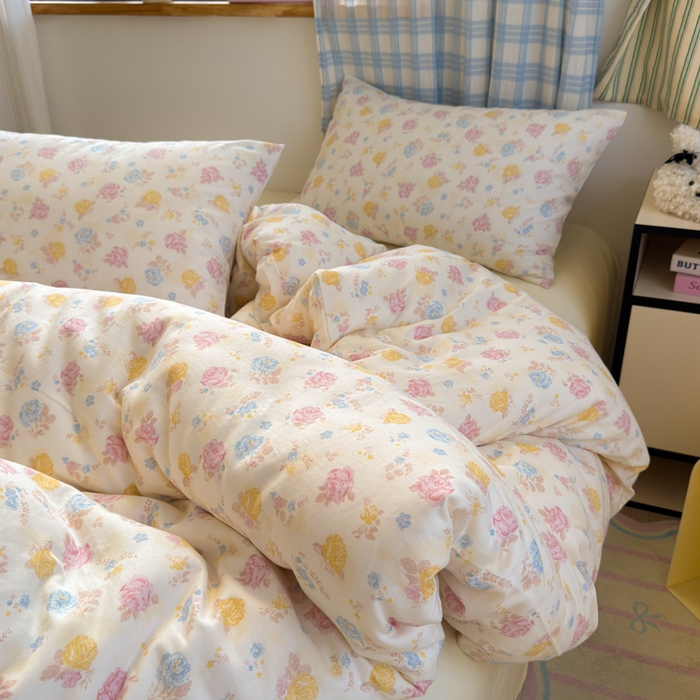 91家纺网 家纺一手货源 找家纺 曼之夏 2025新款全棉纯棉双层印花四件套 花满楼