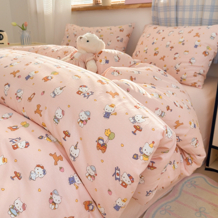 曼之夏 2025新款全棉纯棉双层印花四件套 快乐凯蒂