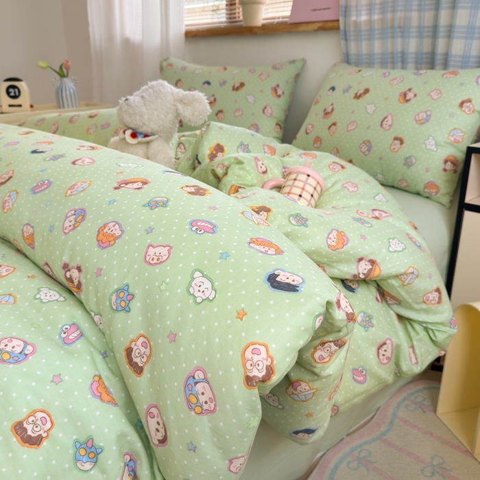 曼之夏 2025新款全棉纯棉双层印花四件套 快乐星球