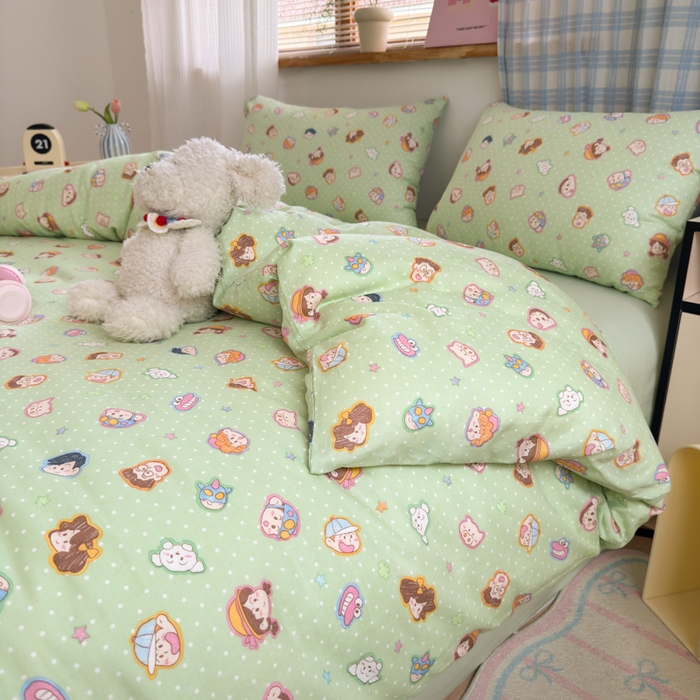 91家纺网 家纺一手货源 找家纺 曼之夏 2025新款全棉纯棉双层印花四件套 快乐星球