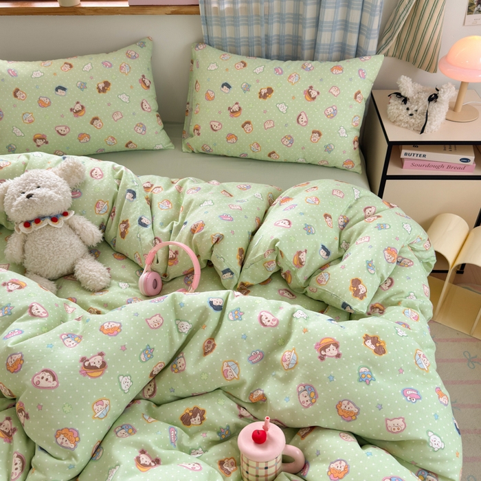 91家纺网 家纺一手货源 找家纺 曼之夏 2025新款全棉纯棉双层印花四件套 快乐星球