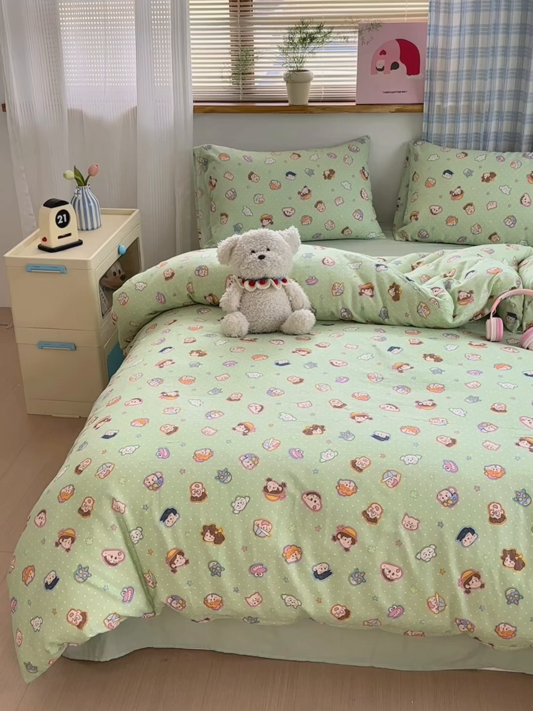 91家纺网 家纺一手货源 找家纺 曼之夏 2025新款全棉纯棉双层印花四件套 快乐星球