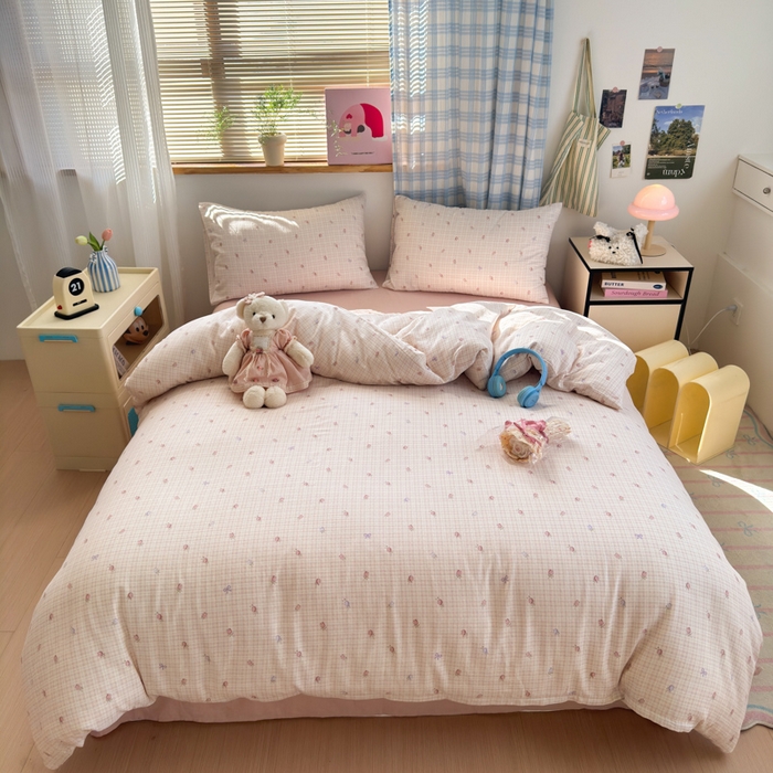 91家纺网 家纺一手货源 找家纺 曼之夏 2025新款全棉纯棉双层印花四件套 玫瑰物语