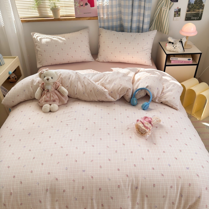 91家纺网 家纺一手货源 找家纺 曼之夏 2025新款全棉纯棉双层印花四件套 玫瑰物语