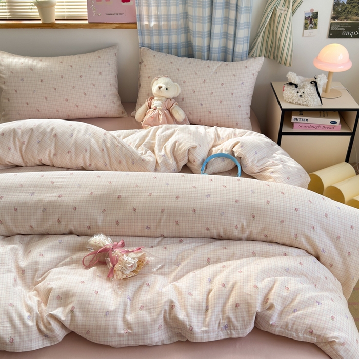 91家纺网 家纺一手货源 找家纺 曼之夏 2025新款全棉纯棉双层印花四件套 玫瑰物语