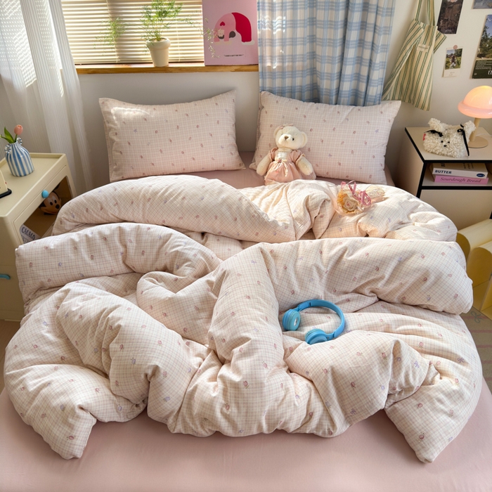 91家纺网 家纺一手货源 找家纺 曼之夏 2025新款全棉纯棉双层印花四件套 玫瑰物语