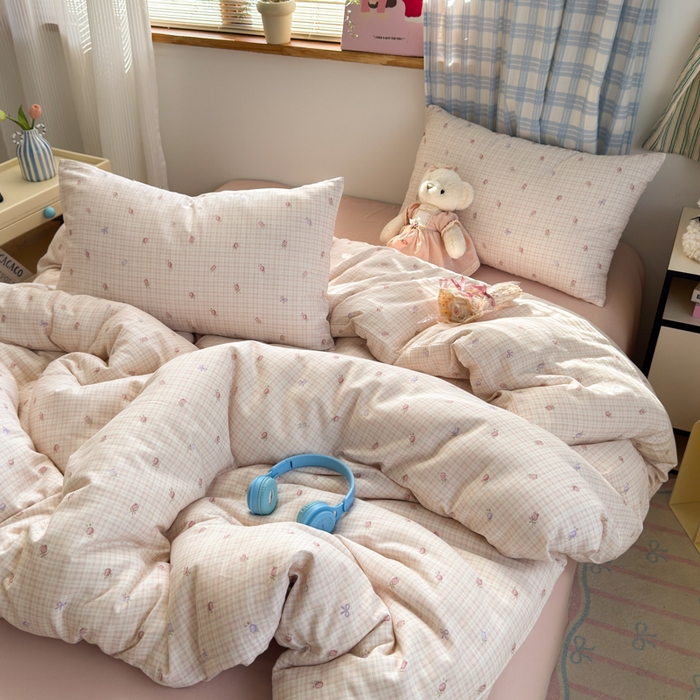 91家纺网 家纺一手货源 找家纺 曼之夏 2025新款全棉纯棉双层印花四件套 玫瑰物语