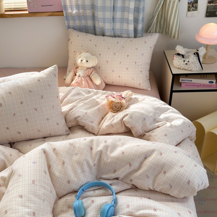 91家纺网 家纺一手货源 找家纺 曼之夏 2025新款全棉纯棉双层印花四件套 玫瑰物语