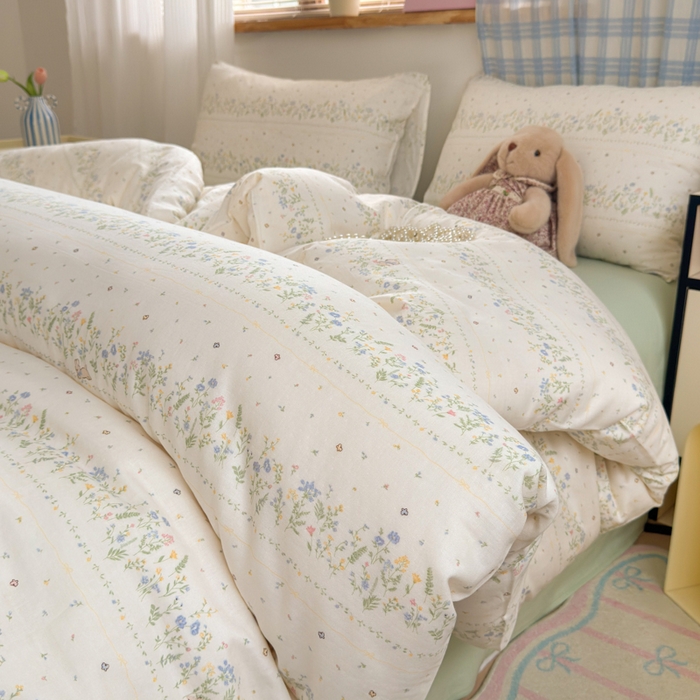 曼之夏 2025新款全棉纯棉双层印花四件套 陌上花开