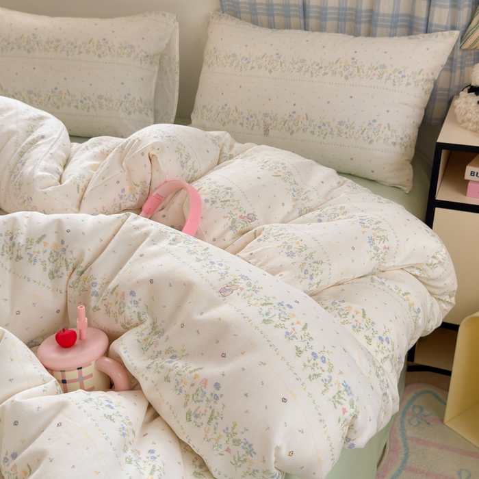 91家纺网 家纺一手货源 找家纺 曼之夏 2025新款全棉纯棉双层印花四件套 陌上花开