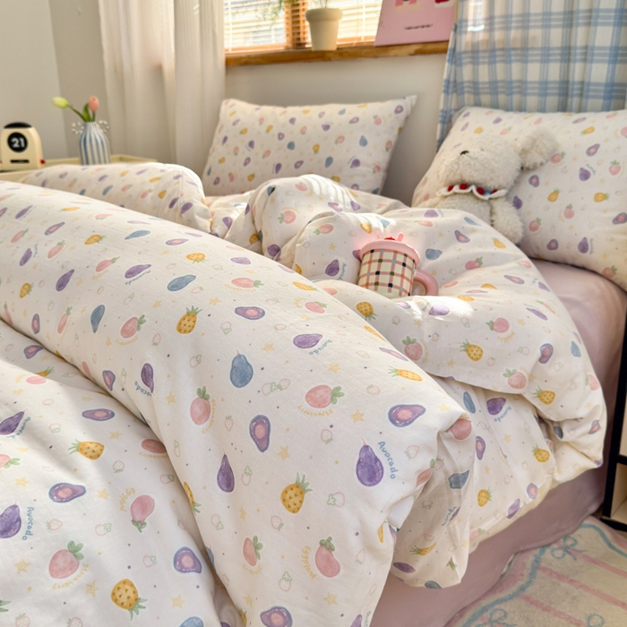 曼之夏 2025新款全棉纯棉双层印花四件套 水果派对