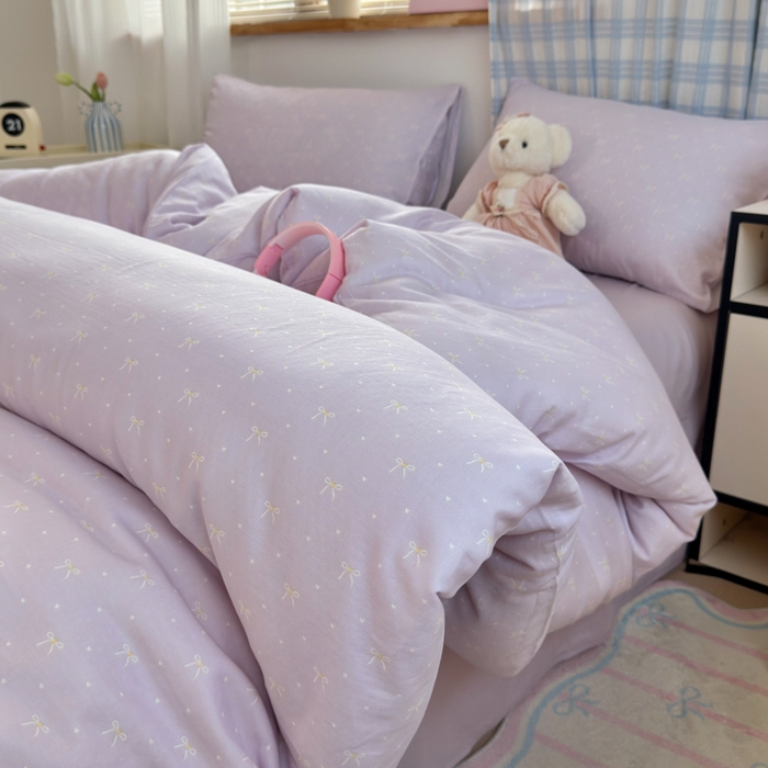 曼之夏 2025新款全棉纯棉双层印花四件套 紫梦