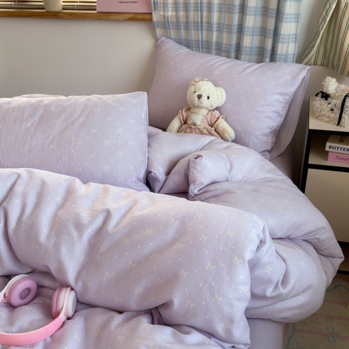 91家纺网 家纺一手货源 找家纺 曼之夏 2025新款全棉纯棉双层印花四件套 紫梦